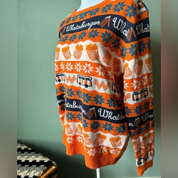 WHATABURGER Ugly Christmas Sweater Size L - Picture 4 of 12